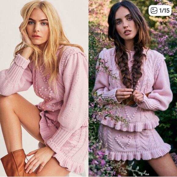 LoveShackFancy Dresses & Skirts - LoveShackFancy Calantha Pullover & Brendana Mini Skirt XS Cherry Blossom Pink
